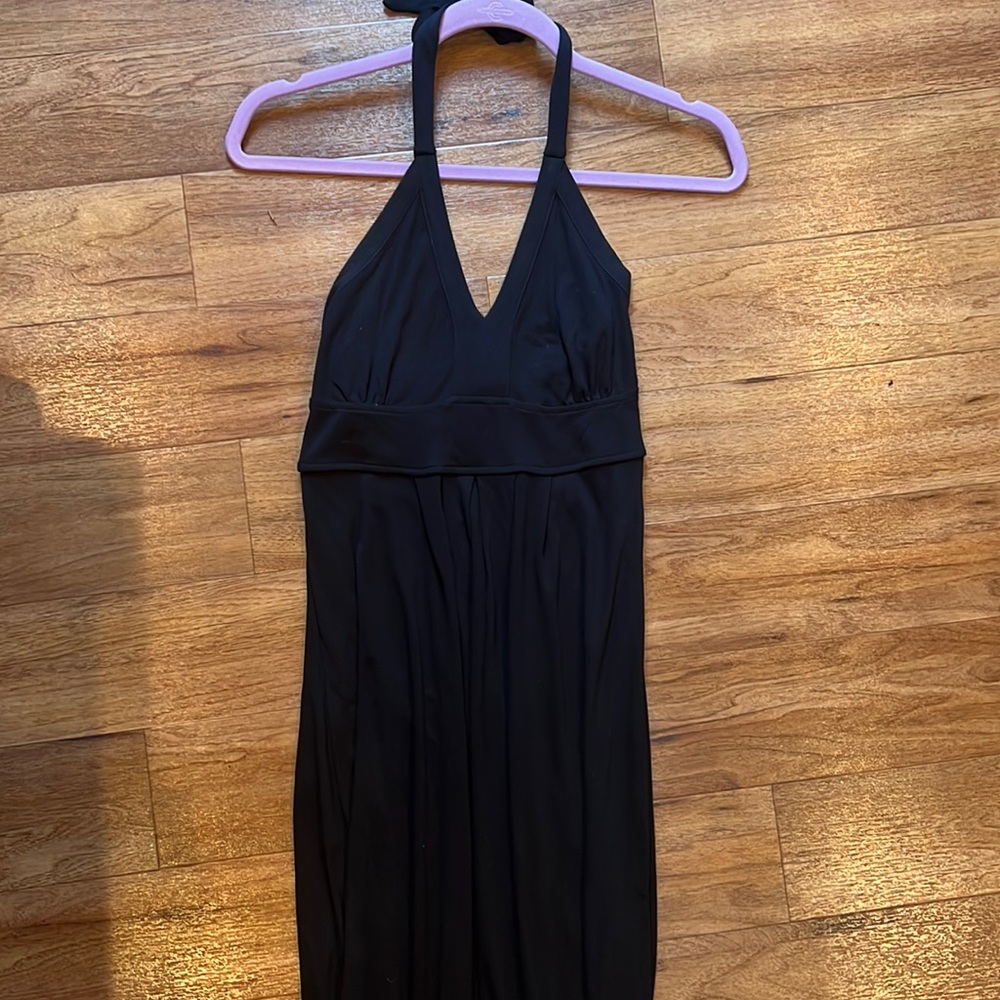 Black halter maxi dress